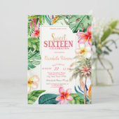 Palmboom bladeren tropische bloemen zomer zoet 16 kaart (Staand voorkant)