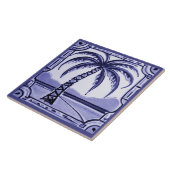 Palmboom blauw en wit strand huis decor tegeltje (Zijkant)