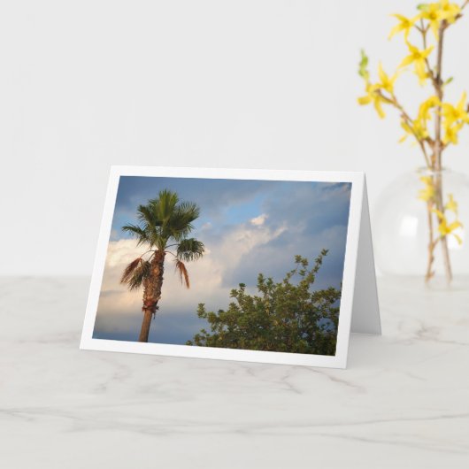 Palmboom Blauw Hemelportret Kaart (Gele Bloem)