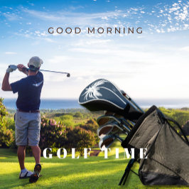 Palmboom Blauw Tropisch Elegant Monogram Golfheadcover