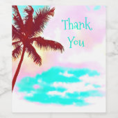 Palmboom blauwe lucht Zomertijd Wijn Etiket (Enkel label)