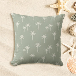 Palmboom Boho Kust Farmhouse Gedempte Salie Groen Kussen