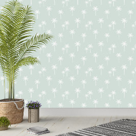 Palmboom Boho Kustboerderij Gedempte Mint Behang