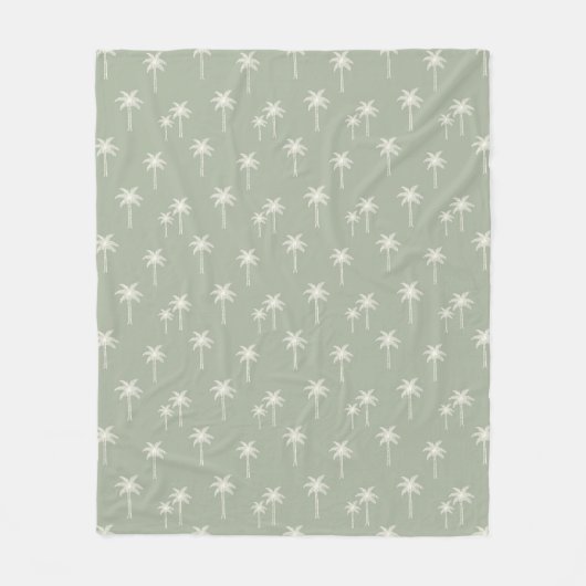 Palmboom Boho Kustboerderij Gedempte Saliegroen Fleece Deken (Voorkant)
