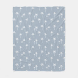 Palmboom Boho Kustboerderij Stof Blauw Fleece Deken