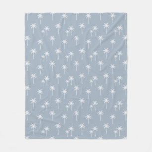 Palmboom Boho Kustboerderij Stof Blauw Fleece Deken