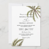 Palmboom Boho Tropisch Budget QR Code Huwelijk Kaart (Voorkant)
