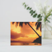 Palmboom boven water briefkaart (Staand voorkant)