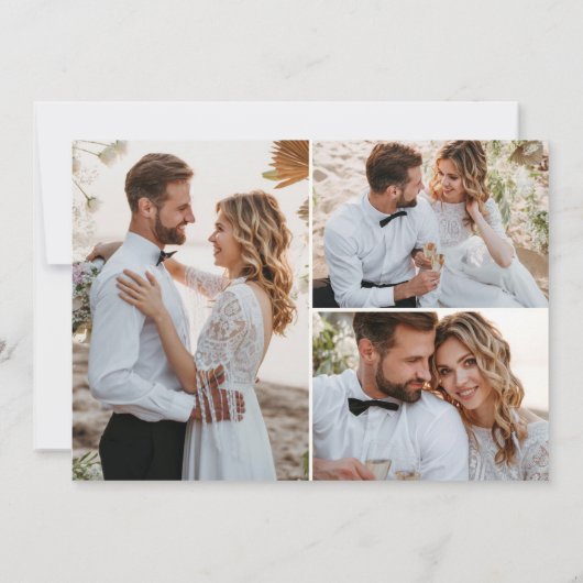  palmboom bruiloft foto collage bedankkaart (Achterkant)