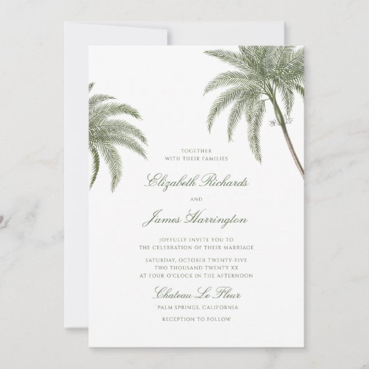  palmboom bruiloft kaart (Voorkant)