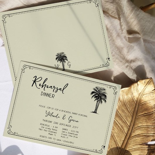  palmboom bruiloft repetitie diner kaart