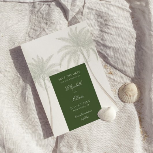 palmboom bruiloft save the date