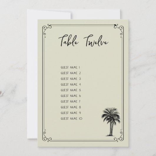 palmboom bruiloft tafel zitplattegrond Kaart (Voorkant)