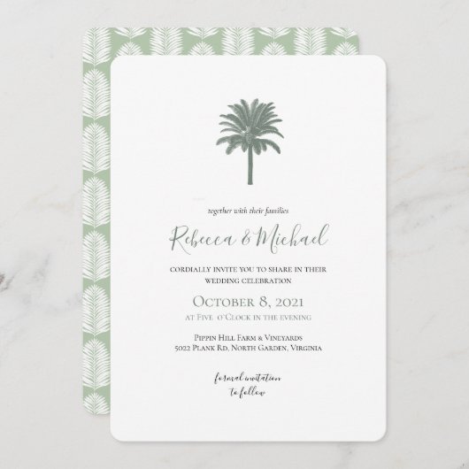 palmboom bruiloft uitnodiging (Voorkant / Achterkant)