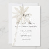 Palmboom bruiloft uitnodiging neutrale kleur  (Voorkant)