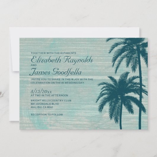  - palmboom - bruiloft - uitnodigingen (Voorkant)