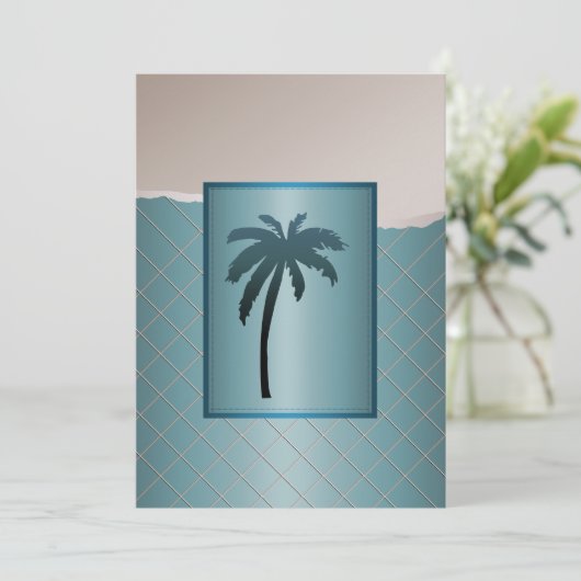 Palmboom bruiloft uitnodigingen (Staand voorkant)