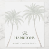 palmboom bruiloft wijn etiket (Enkel label)