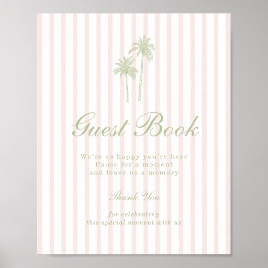 Palmboom Bruiloftsborrel Gastboek Tafelbord Poster (Voorkant)