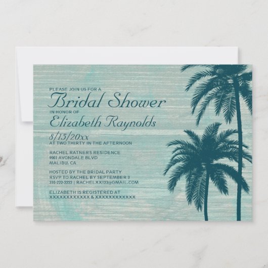 palmboom Burlap Bridal Shower Invitations Kaart (Voorkant)