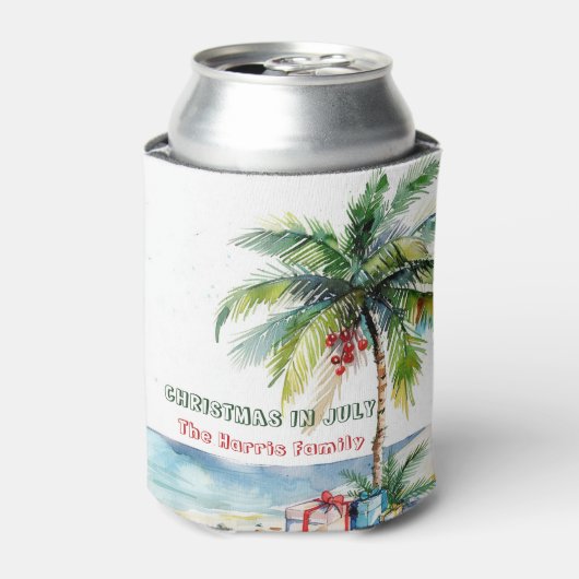 Palmboom & Cadeaus I Christmas in juli Blikjeskoeler (Blikje Voorkant)