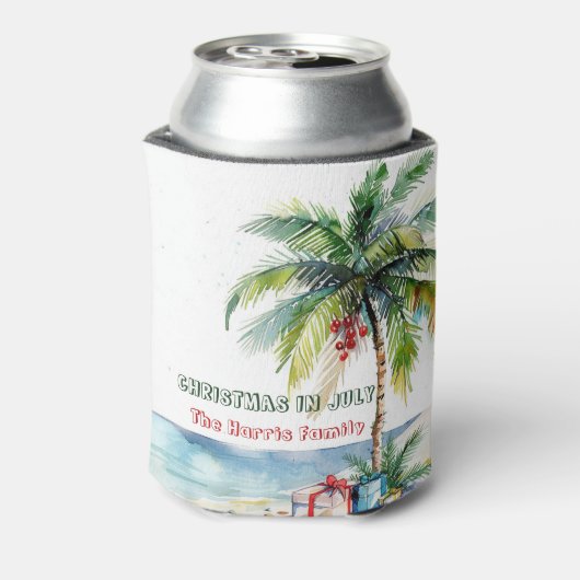 Palmboom & Cadeaus I Christmas in juli Blikjeskoeler (Blikje Achterkant)