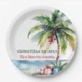 Palmboom & Cadeaus I Christmas in juli Papieren Bordje (Voorkant)