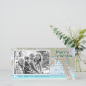 Palmboom - Christelijke kerstfotokaart met strand Feestdagenkaart (Staand voorkant)