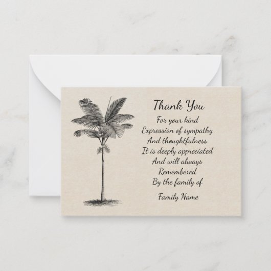 palmboom Dank u Notitiekaartje (Voorkant)