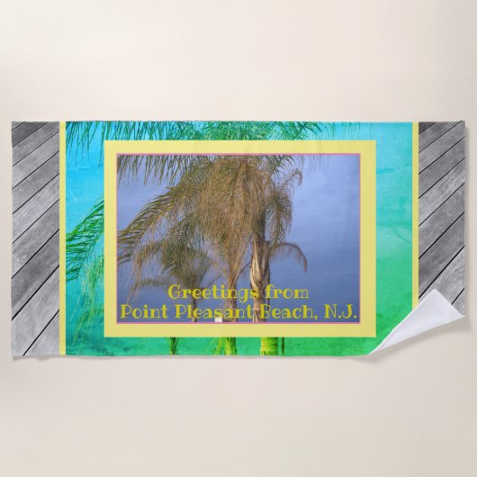 Palmboom Deckplanken N.J. Strandhanddoek Strandlaken (Voorkant)