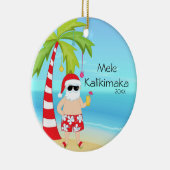 Palmboom die Kerstmis in Santa Hawaiian herstelt Keramisch Ornament (Rechts)