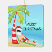 Palmboom die kerstmis met kerstmis de kerstman doe keramisch ornament (Links)