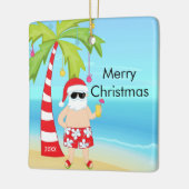 Palmboom die kerstmis met kerstmis de kerstman doe keramisch ornament (Links)