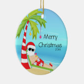 Palmboom die kerstmis met kerstmis de kerstman ont keramisch ornament (Rechts)