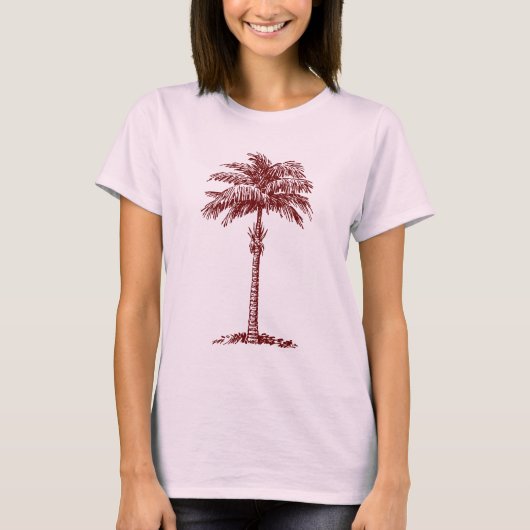 Palmboom - donkerrood t-shirt (Voorkant)