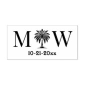 Palmboom Eerste Koppel Trouw Monogram Datum #6 Zelfinktende Stempel (Design)