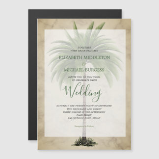 Palmboom Elegant Chique Bruiloft Magnetische Uitnodiging