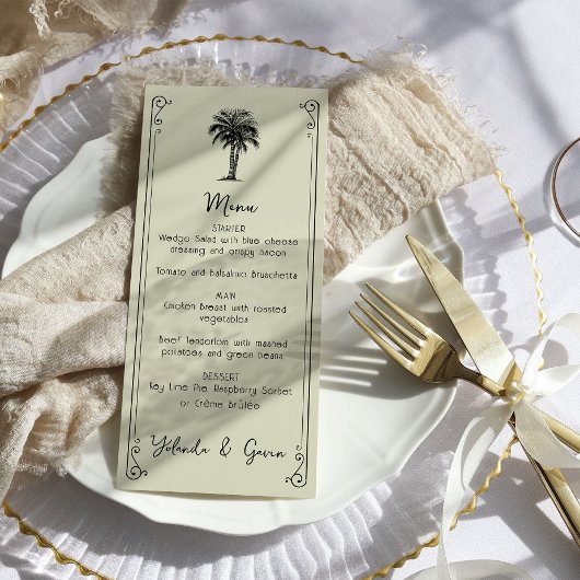 palmboom Elegant huwelijksmenu