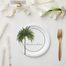Palmboom Elegant Modern Chic Papieren Bordje