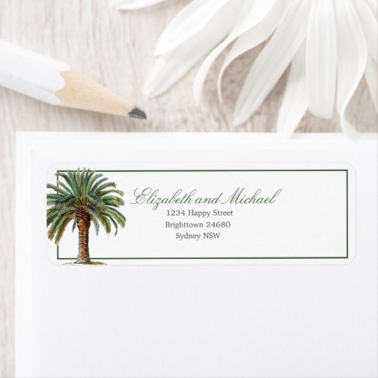Palmboom Elegant Modern Chic Wedding Etiket (Insitu)