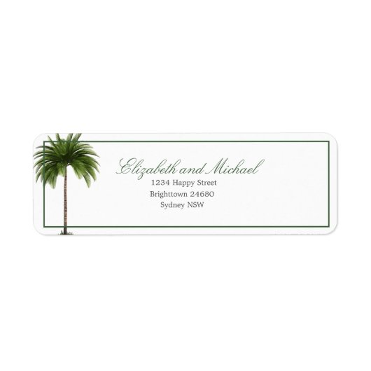 Palmboom Elegant Modern Chic Wedding Etiket (Voorkant)