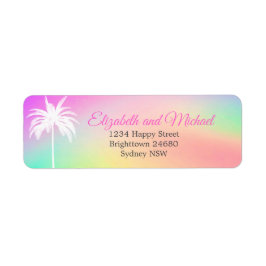 Palmboom Elegant Modern Colorful Wedding Etiket