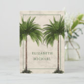 Palmboom Elegant Modern Green Formal Chic Wedding Kaart (Staand voorkant)