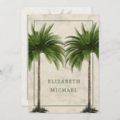 Palmboom Elegant Modern Green Formal Chic Wedding Kaart (Voorkant / Achterkant)