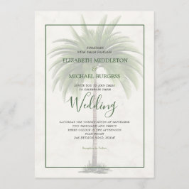 Palmboom Elegant Modern Green Formal Chic Wedding Kaart