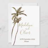 Palmboom Elegant Modern Tropical Wedding Kaart (Voorkant)