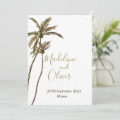 Palmboom Elegant Modern Tropical Wedding Kaart (Staand voorkant)