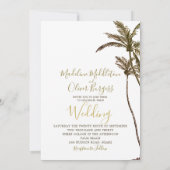 Palmboom Elegant Modern Tropical Wedding Kaart (Achterkant)
