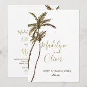 Palmboom Elegant Modern Tropical Wedding Kaart (Voorkant / Achterkant)