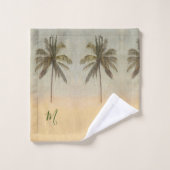 Palmboom Elegant Tropisch  Monogram Bad Handdoek (Wasdoekje)